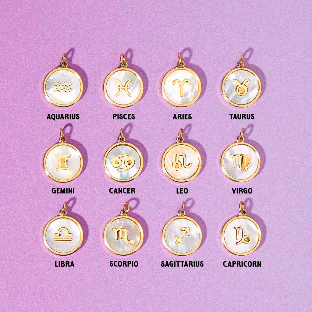 Gold Plated Mother of Pearl Zodiac Necklace