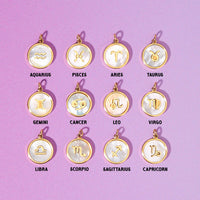 Gold Plated Mother of Pearl Zodiac Necklace
