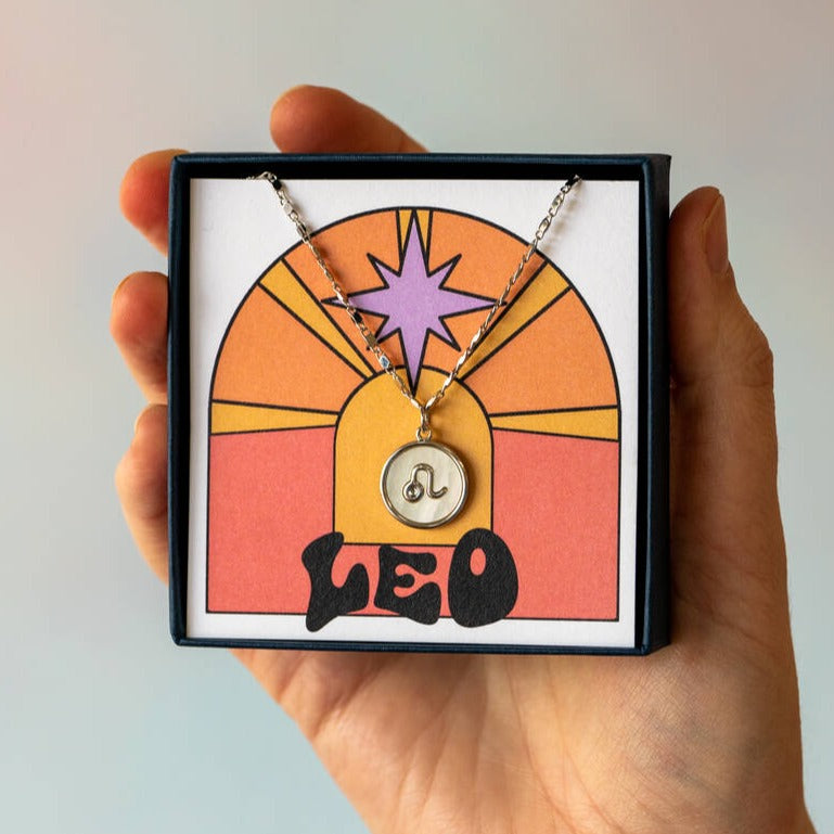 Gold Plated Mother of Pearl Zodiac Necklace