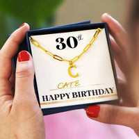 Happy 30th Birthday Initial Necklace