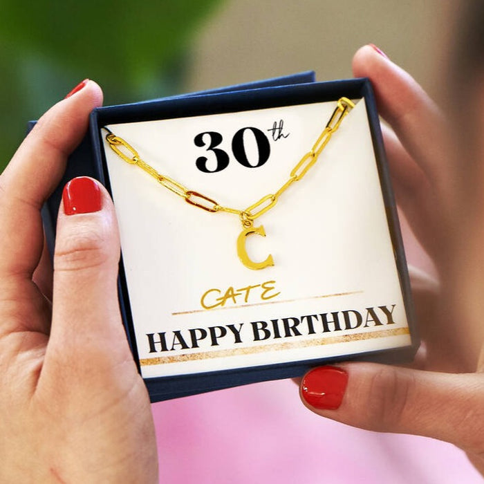 Happy 30th Birthday Initial Necklace