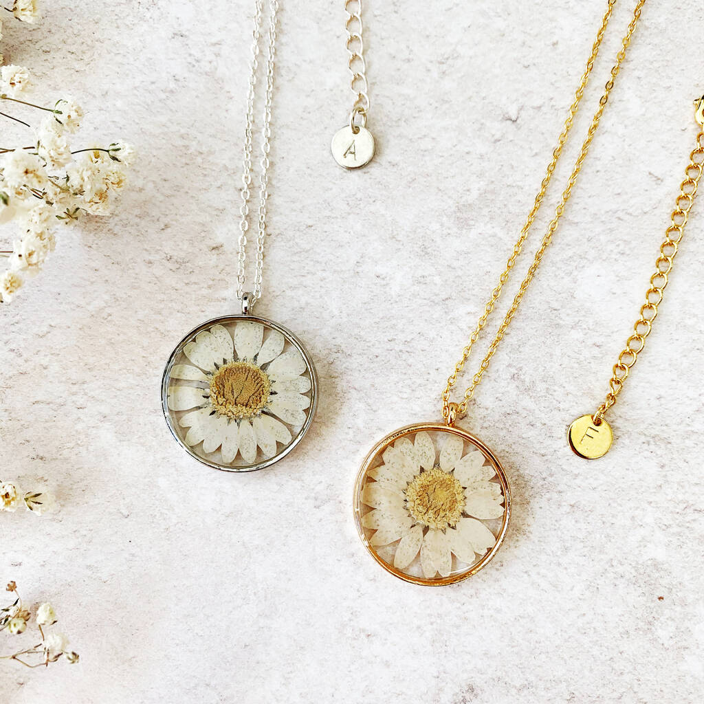 Personalised Happy 30th Birthday Pressed Daisy Necklace