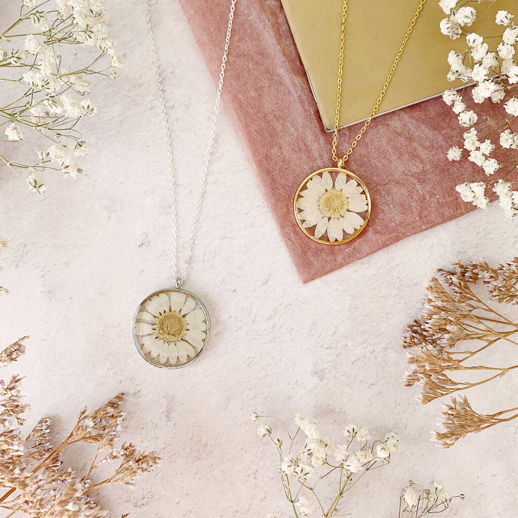 Personalised Happy 30th Birthday Pressed Daisy Necklace