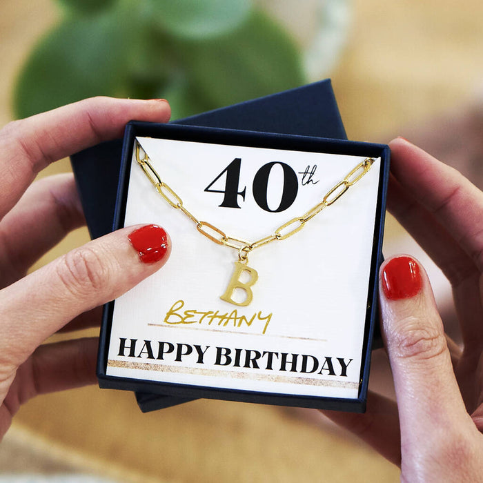 Happy 40th Birthday Initial Necklace