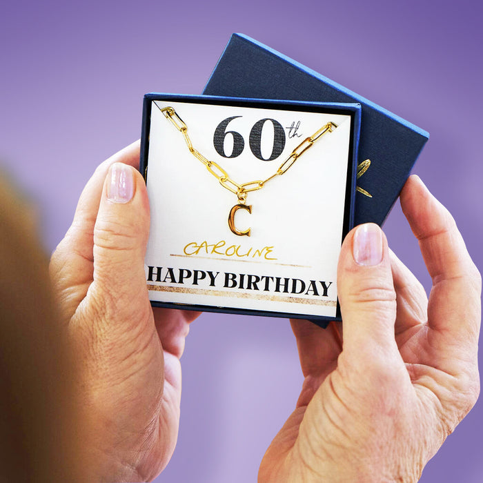 Happy 60th Birthday Initial Necklace