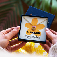 Happy Birthday Daisy Flower Gold Plated Necklace