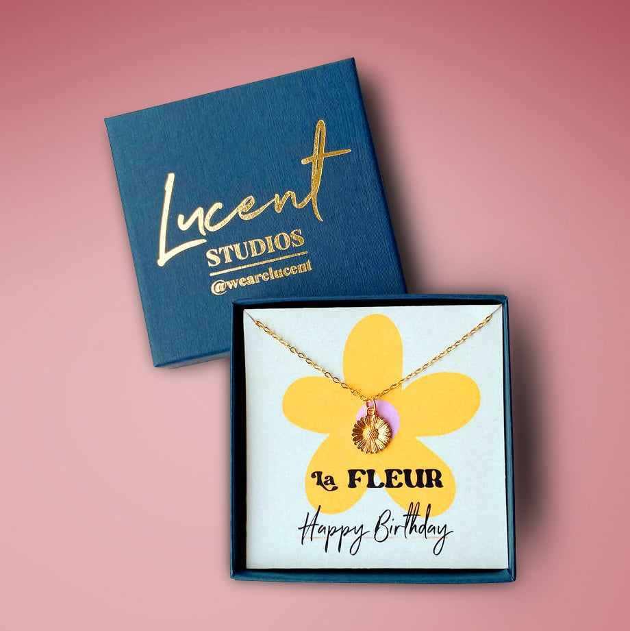 Happy Birthday Daisy Flower Gold Plated Necklace