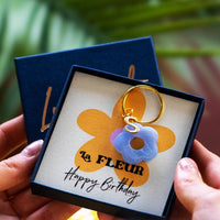 Happy Birthday Initial and Flower Keyring