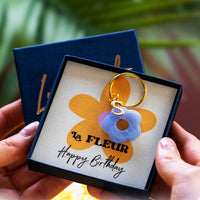 Happy Birthday Initial and Flower Keyring