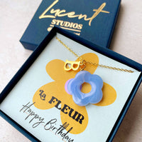 Happy Birthday Initial And Flower Necklace