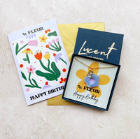 Happy Birthday Initial And Flower Necklace