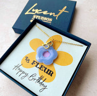 Happy Birthday Initial And Flower Necklace