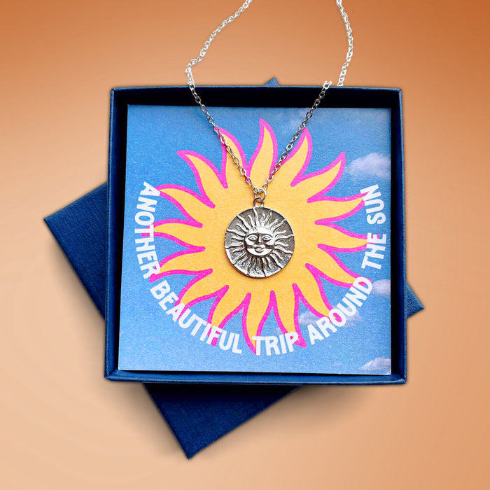 Happy Birthday Sun Necklace and Card Set