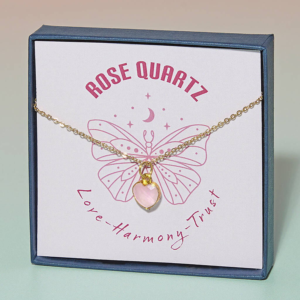 Healing Heart Rose Quartz Gemstone Necklace