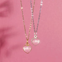 Healing Heart Rose Quartz Gemstone Necklace
