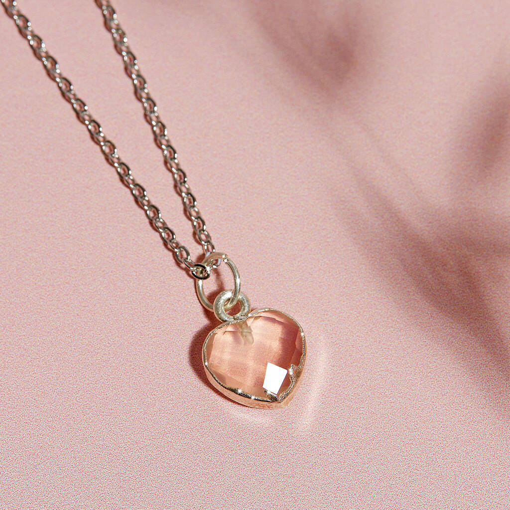 Healing Heart Rose Quartz Gemstone Necklace