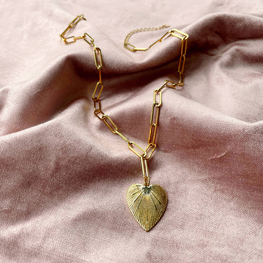 Heart and Chunky Chain Necklace