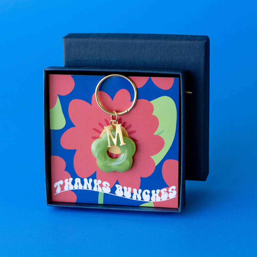 Initial Flower Keyring Thank You Gift