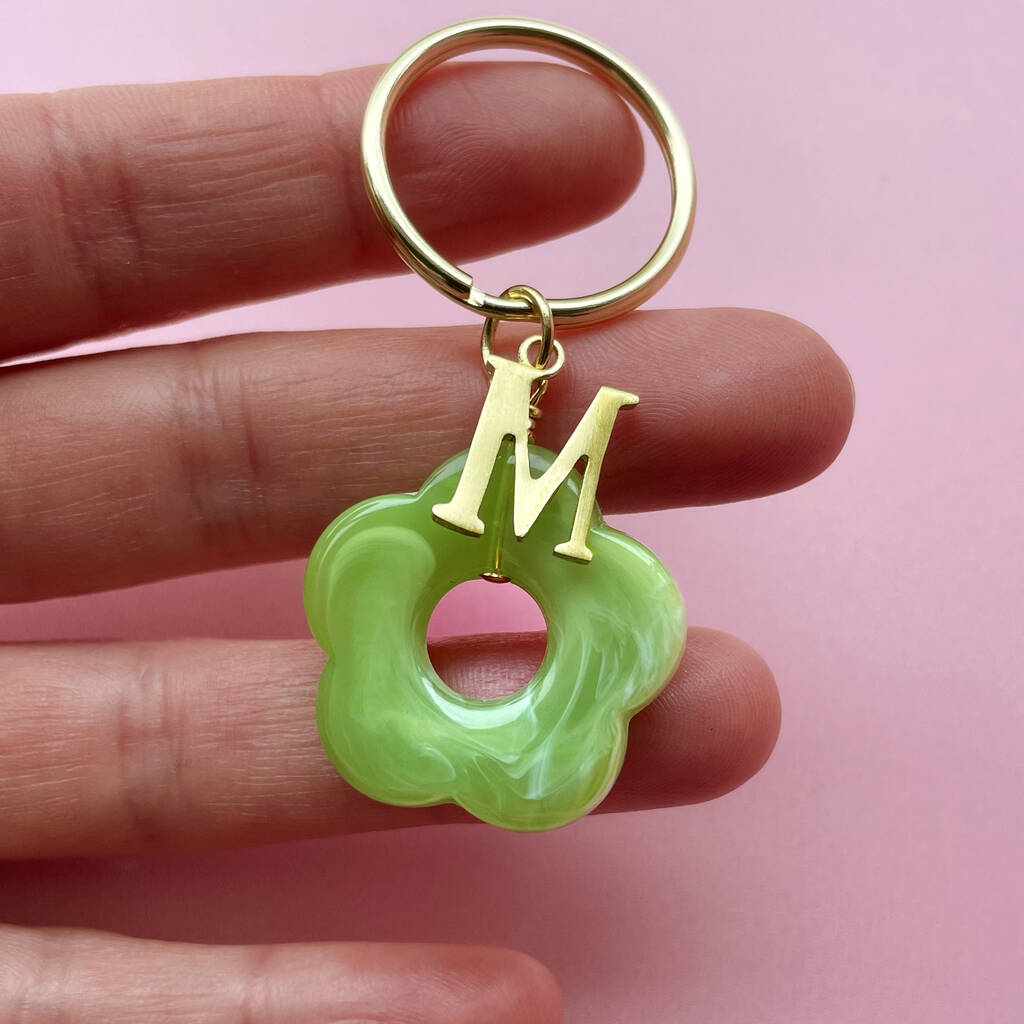 Initial Flower Keyring Thank You Gift