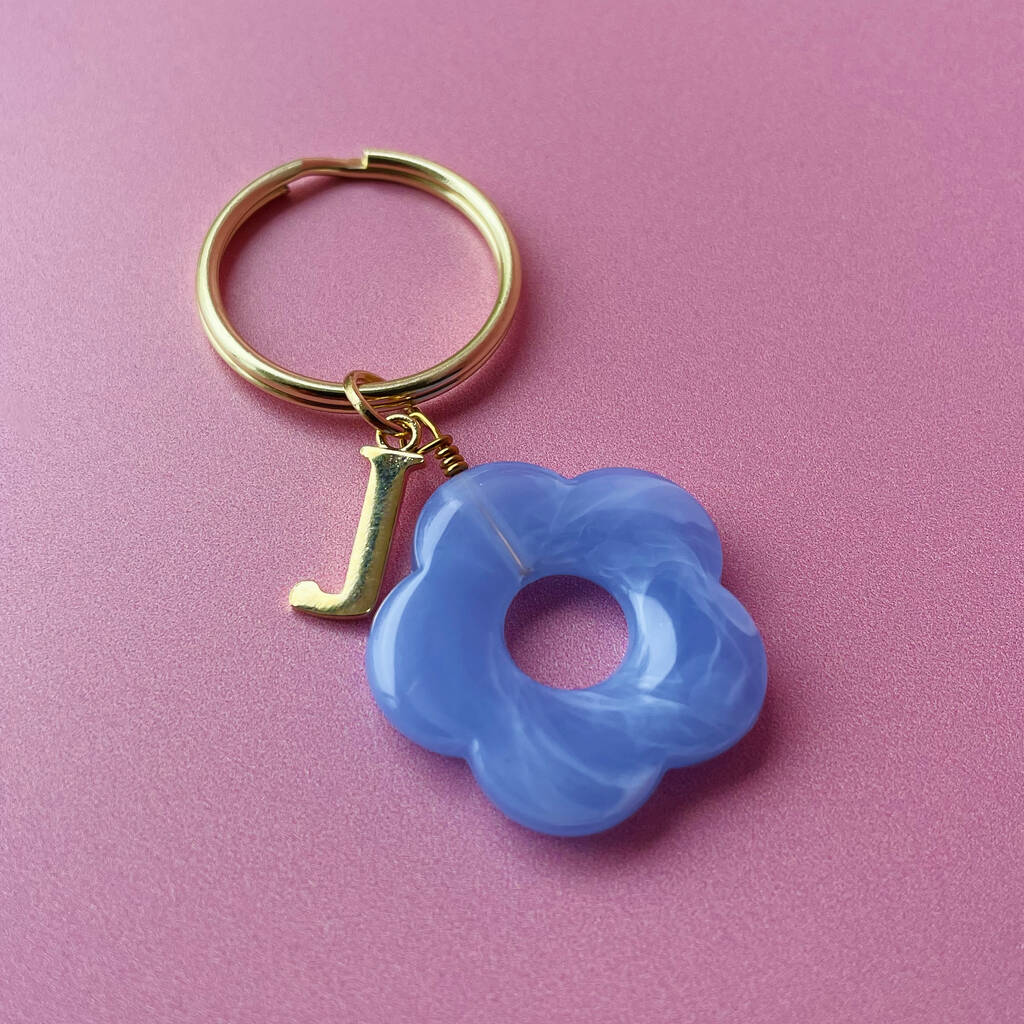 Initial Flower Keyring Thank You Gift