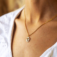 Language of Flowers Pearl and Gold Plate Necklace