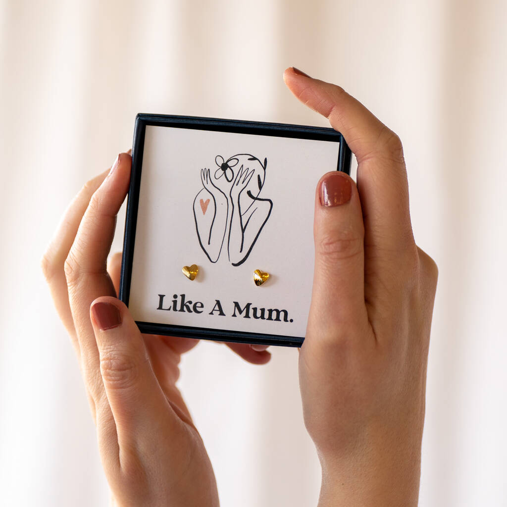 Like a Mum to me Gold Plated Heart Earrings