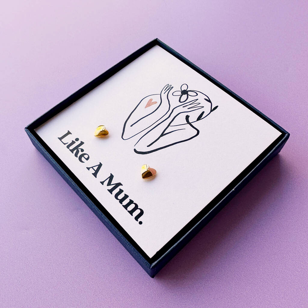Like a Mum to me Gold Plated Heart Earrings