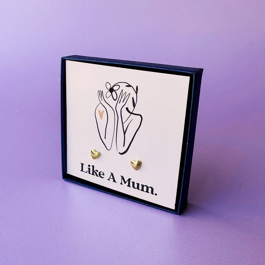Like a Mum to me Gold Plated Heart Earrings