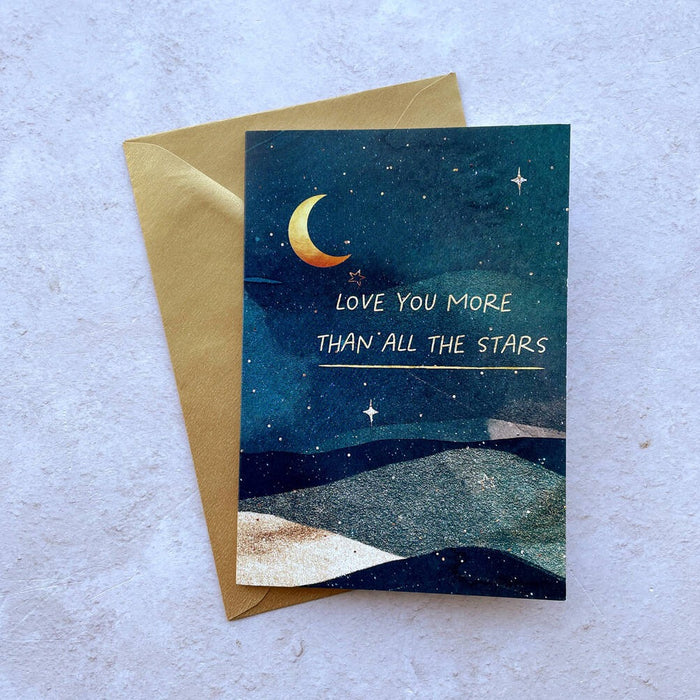 Love You More Stars Celestial Greeting Card