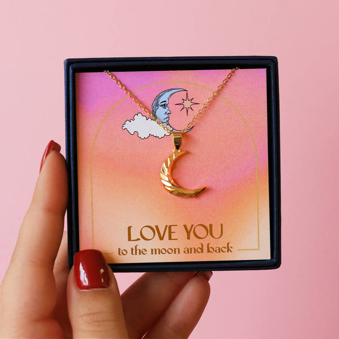 Love You to the Moon Gold Plated Moon Necklace