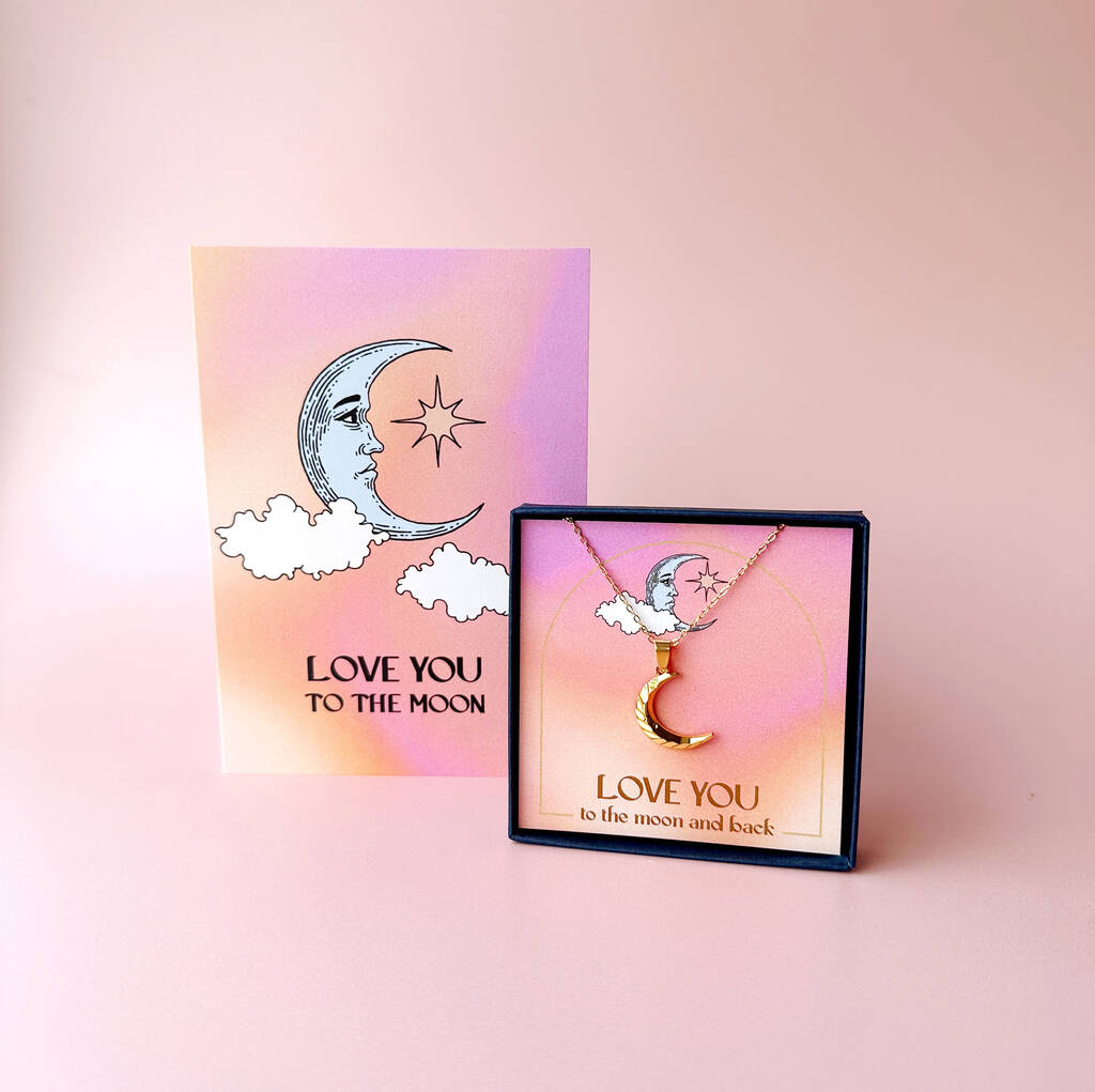 Love You to the Moon Gold Plated Moon Necklace