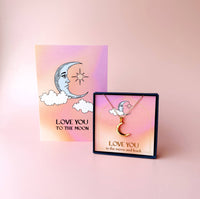 Love You to the Moon Gold Plated Moon Necklace