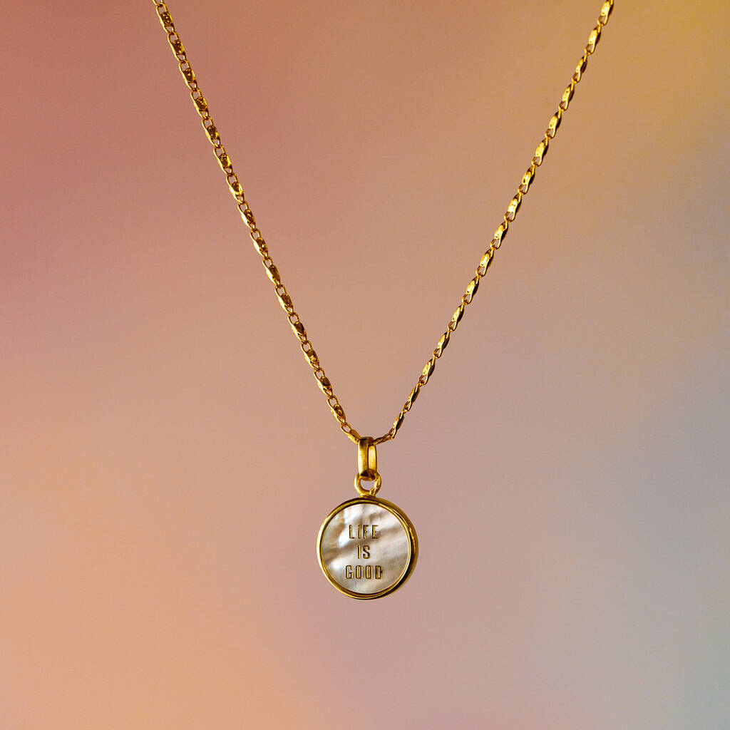 Mother of Pearl Affirmation Gold Plated Necklace