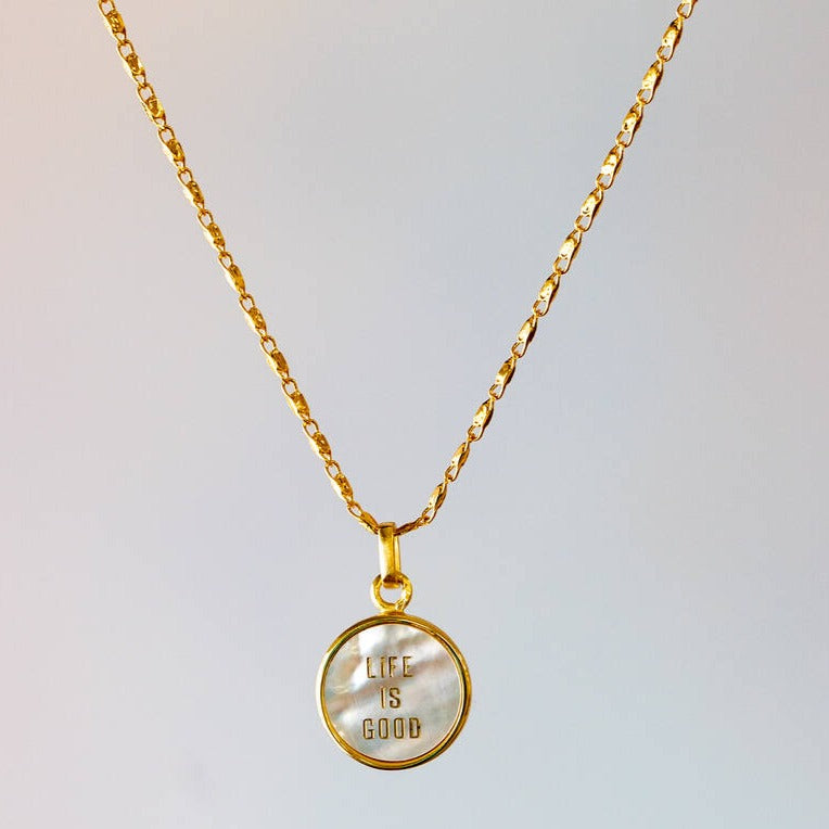 Mother of Pearl Affirmation Gold Plated Necklace