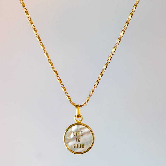 Mother of Pearl Affirmation Gold Plated Necklace
