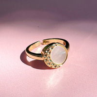 Mother of Pearl and Crescent Moon Adjustable ring