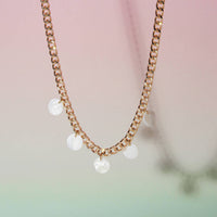 Mother Of Pearl Chunky Chain And Disc Necklace