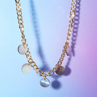 Mother Of Pearl Chunky Chain And Disc Necklace