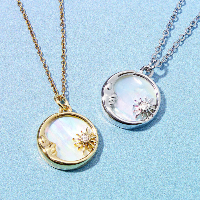 Mother Of Pearl Moon And Star Necklace