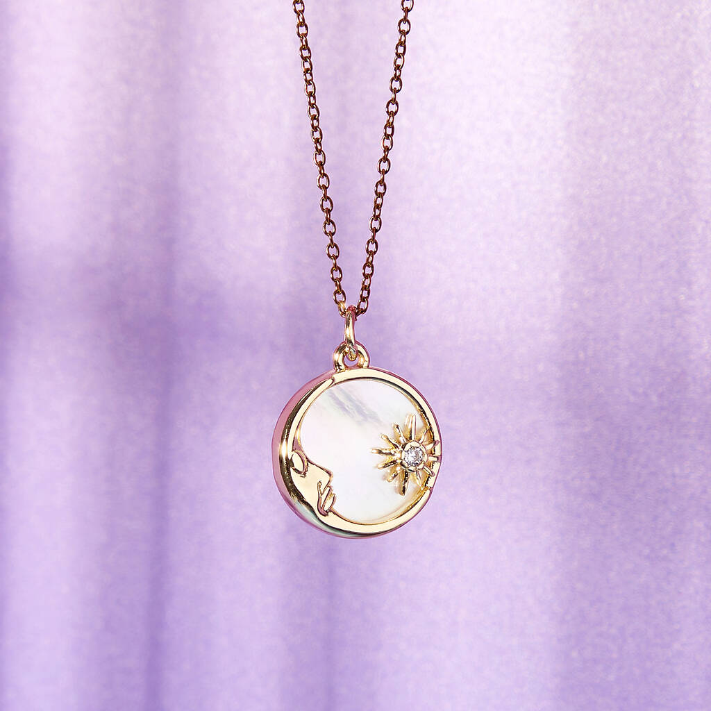 Mother Of Pearl Moon And Star Necklace