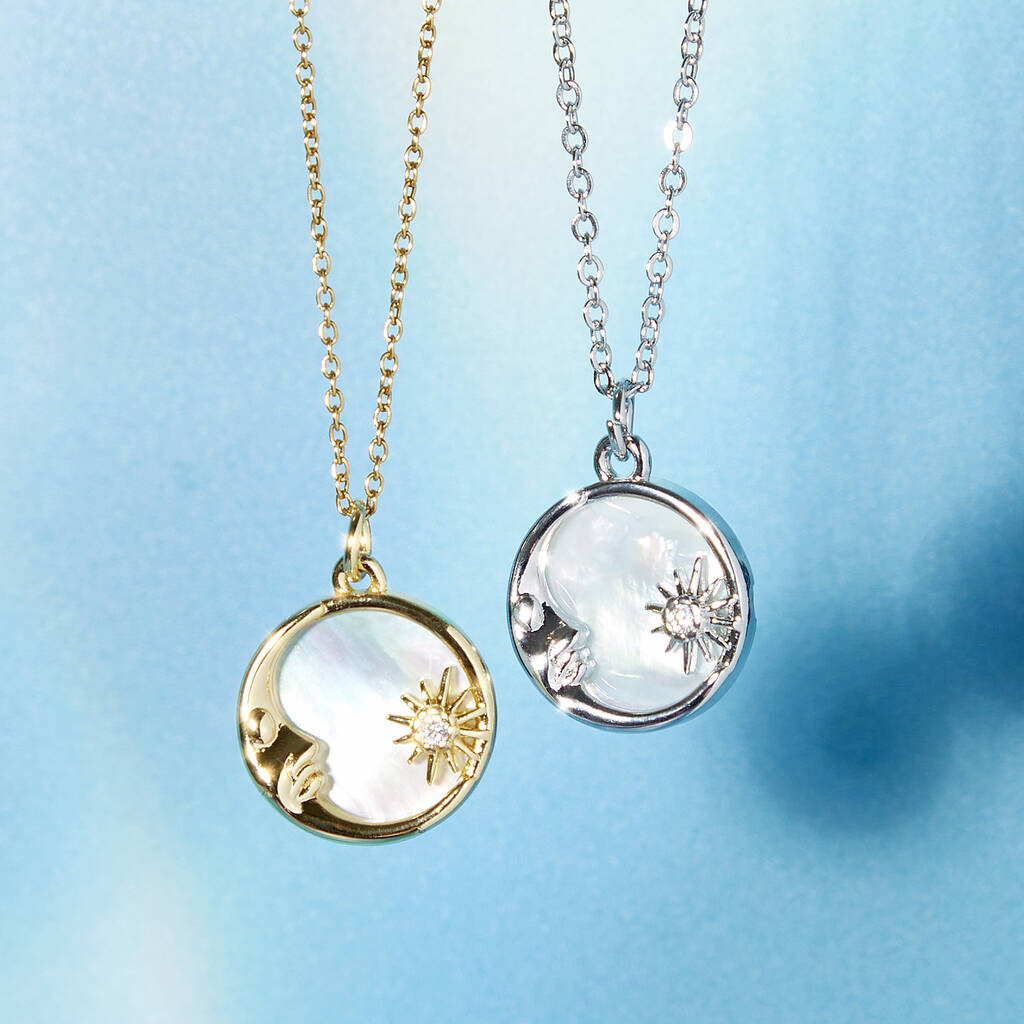 Mother Of Pearl Moon And Star Necklace