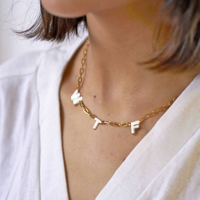 Mother Of Pearl Personalised Letter Necklace