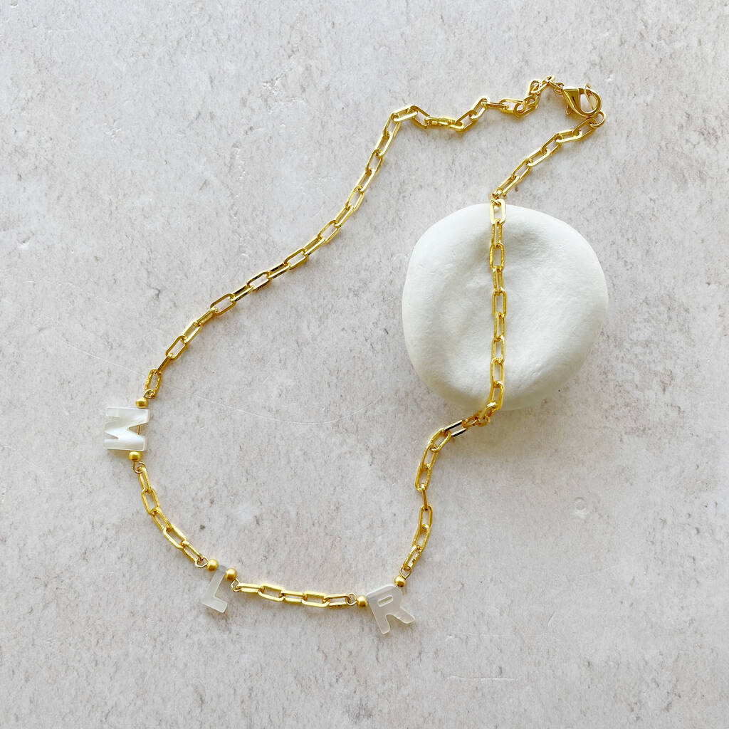 Mother Of Pearl Personalised Letter Necklace