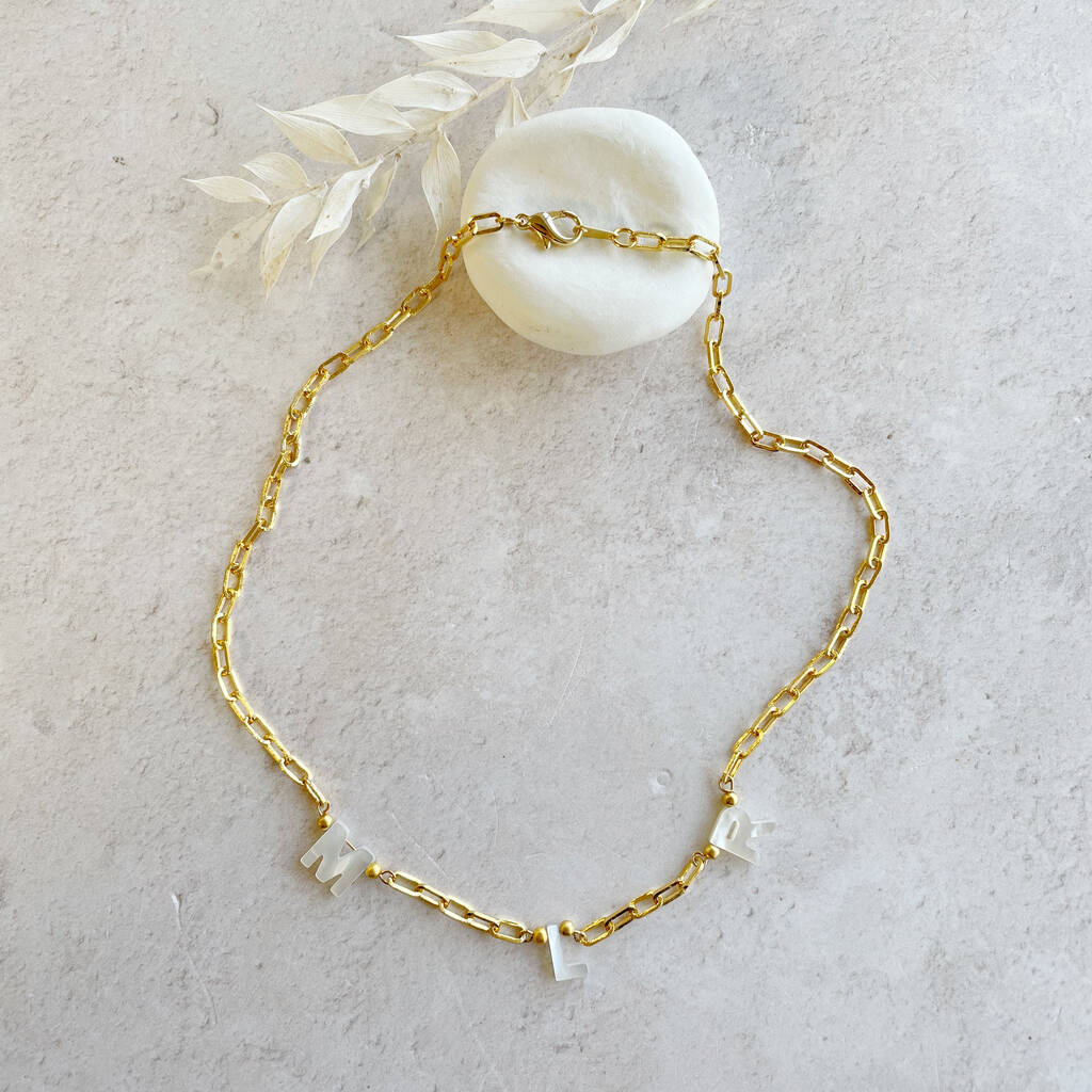 Mother Of Pearl Personalised Letter Necklace