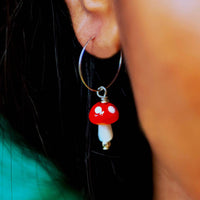 Murano Glass Mushroom Gold Plated Hoops