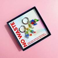No Waste Millefiori Bead And Pearl Huggie Hoops