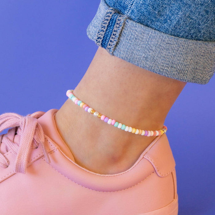 No Waste Pastel Beaded Anklet