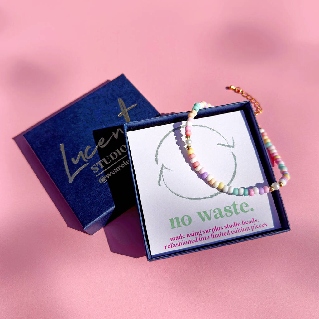 No Waste Pastel Beaded Anklet