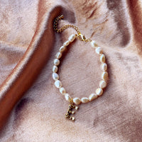 Pearl And Molten Initial Personalised Bracelet
