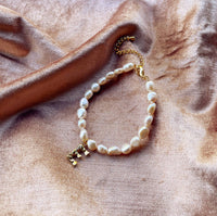 Pearl And Molten Initial Personalised Bracelet